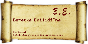 Beretka Emiliána névjegykártya